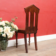Load image into Gallery viewer, Antique Australian Cedar Hall Chair with Carved Gothic / Church Architectural Back. B13097
