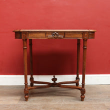 Load image into Gallery viewer, x SOLD Antique French Country Farmhouse Hall Table with Cross Stretcher Base Reeded Legs and Decorative Carved Motif. B12714

