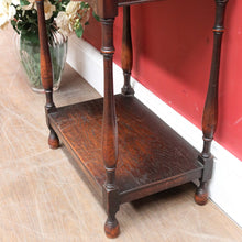 Load image into Gallery viewer, Antique English Oak Bedside Cabinet with Secret Compartment and Open Shelving. B13100
