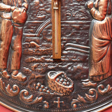 Load image into Gallery viewer, Decorative Dutch Copper Wall Hanging with Religious Scene Crucifix and Inscription. B12858
