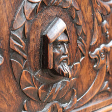 Load image into Gallery viewer, Antique French Two Door Oak Cabinet with Drawers Tier Base Carved Detail and Key. B12852
