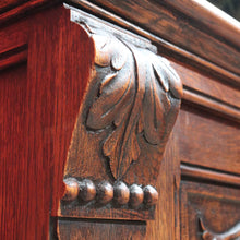 Load image into Gallery viewer, Antique French Two Door Oak Cabinet with Drawers Tier Base Carved Detail and Key. B12852
