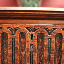 Load image into Gallery viewer, Antique English Oak Office Desk with Brown Leather Top and Brass Handles. B12375
