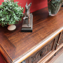 Load image into Gallery viewer, Antique French Two Door Oak Cabinet with Drawers Tier Base Carved Detail and Key. B12852
