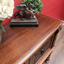 Load image into Gallery viewer, Antique French Two Door Oak Cabinet with Drawers Tier Base Carved Detail and Key. B12852
