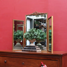 Load image into Gallery viewer, Antique Tri-fold Dressing Table Mirror, Bevelled Glass, Decorative Gilt Detail. B13099
