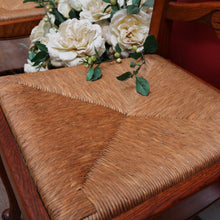 Load image into Gallery viewer, Pair of French Oak Ladder Back Chairs with Rush Seats and Acorn Finials. B12820
