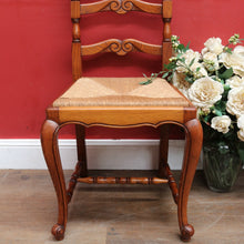 Load image into Gallery viewer, Pair of French Oak Ladder Back Chairs with Rush Seats and Acorn Finials. B12820
