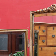 Load image into Gallery viewer, Antique Tri-fold Dressing Table Mirror, Bevelled Glass, Decorative Gilt Detail. B13099
