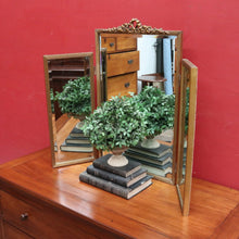 Load image into Gallery viewer, Antique Tri-fold Dressing Table Mirror, Bevelled Glass, Decorative Gilt Detail. B13099
