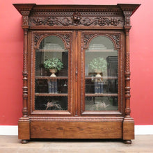 Load image into Gallery viewer, x SOLD Antique French Oak Bookcase, China Cabinet or Display Cupboard. Glass Doors. B12444

