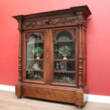 Load image into Gallery viewer, x SOLD Antique French Oak Bookcase, China Cabinet or Display Cupboard. Glass Doors. B12444
