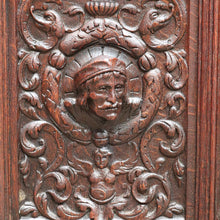 Load image into Gallery viewer, x SOLD Antique French Gothic Revival Cabinet with Intricate Carved Panels Linen Fold Sides Adjustable Shelves and Key. B12717
