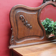 Load image into Gallery viewer, Antique French Hall Mirror with Shaped Bevelled Glass Carved Timber Frame and Floral Crown. B12719
