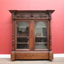 Load image into Gallery viewer, x SOLD Antique French Oak Bookcase, China Cabinet or Display Cupboard. Glass Doors. B12444
