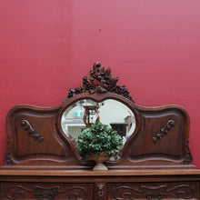 Load image into Gallery viewer, Antique French Hall Mirror with Shaped Bevelled Glass Carved Timber Frame and Floral Crown. B12719
