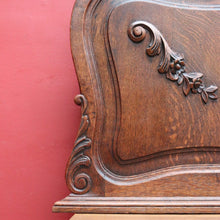 Load image into Gallery viewer, Antique French Hall Mirror with Shaped Bevelled Glass Carved Timber Frame and Floral Crown. B12719
