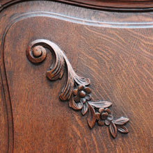 Load image into Gallery viewer, Antique French Hall Mirror with Shaped Bevelled Glass Carved Timber Frame and Floral Crown. B12719
