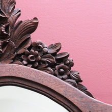 Load image into Gallery viewer, Antique French Hall Mirror with Shaped Bevelled Glass Carved Timber Frame and Floral Crown. B12719

