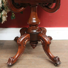 Load image into Gallery viewer, Antique English Sewing Table / Hall Table, Rosewood, Carved Flowers to the Legs. B12447
