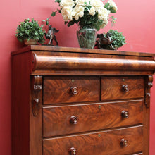 Load image into Gallery viewer, Antique Victorian Flame Mahogany Six Drawer Chest with Secret Drawer. B13108
