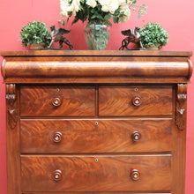 Load image into Gallery viewer, Antique Victorian Flame Mahogany Six Drawer Chest with Secret Drawer. B13108
