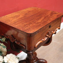 Load image into Gallery viewer, Antique English Sewing Table / Hall Table, Rosewood, Carved Flowers to the Legs. B12447
