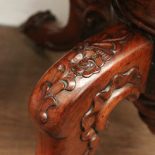Load image into Gallery viewer, Antique English Sewing Table / Hall Table, Rosewood, Carved Flowers to the Legs. B12447
