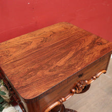 Load image into Gallery viewer, Antique English Sewing Table / Hall Table, Rosewood, Carved Flowers to the Legs. B12447

