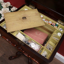 Load image into Gallery viewer, Antique English Sewing Table / Hall Table, Rosewood, Carved Flowers to the Legs. B12447
