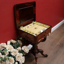 Load image into Gallery viewer, Antique English Sewing Table / Hall Table, Rosewood, Carved Flowers to the Legs. B12447
