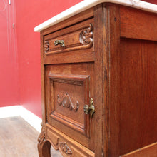 Load image into Gallery viewer, French Bedside Cabinet with Marble Top Drawer and Cupboard Storage Cabriole Legs and Carved Detail. B12741
