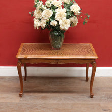 Load image into Gallery viewer, French Oak Coffee Table with Woven Cane Top Glass Cover and Carved Central Medallion. B12861
