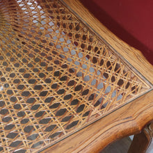 Load image into Gallery viewer, French Oak Coffee Table with Woven Cane Top Glass Cover and Carved Central Medallion. B12861
