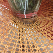 Load image into Gallery viewer, French Oak Coffee Table with Woven Cane Top Glass Cover and Carved Central Medallion. B12861
