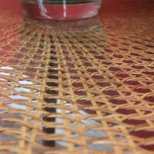 Load image into Gallery viewer, French Oak Coffee Table with Woven Cane Top Glass Cover and Carved Central Medallion. B12861
