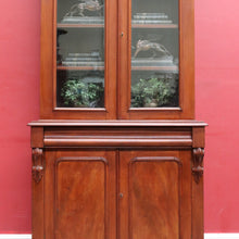 Load image into Gallery viewer, Antique Australian Cedar 4 Door 2 Height Bookcase or China Cabinet. B13105
