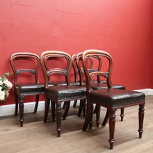 Load image into Gallery viewer, x SOLD Six Dining Chairs or Kitchen Chairs. English, Mahogany and Leather, circa 1870. B12450
