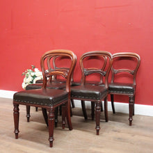 Load image into Gallery viewer, x SOLD Six Dining Chairs or Kitchen Chairs. English, Mahogany and Leather, circa 1870. B12450

