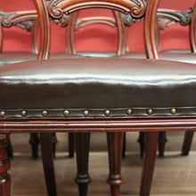 Load image into Gallery viewer, x SOLD Six Dining Chairs or Kitchen Chairs. English, Mahogany and Leather, circa 1870. B12450
