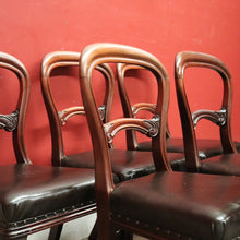 Load image into Gallery viewer, x SOLD Six Dining Chairs or Kitchen Chairs. English, Mahogany and Leather, circa 1870. B12450
