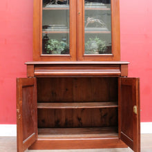 Load image into Gallery viewer, Antique Australian Cedar 4 Door 2 Height Bookcase or China Cabinet. B13105
