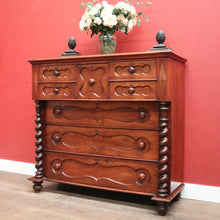Load image into Gallery viewer, x SOLD Antique Australian Cedar Chest of Drawers, with Graduating Drawers. B12446
