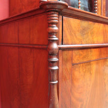 Load image into Gallery viewer, Antique English Flame Mahogany Two Part Bookcase Cabinet circa 1880. B13126
