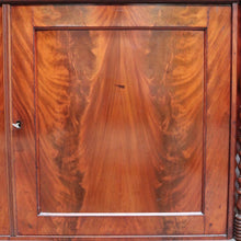 Load image into Gallery viewer, Antique English Flame Mahogany Two Part Bookcase Cabinet circa 1880. B13126
