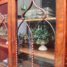 Load image into Gallery viewer, Antique English Flame Mahogany Two Part Bookcase Cabinet circa 1880. B13126
