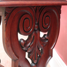 Load image into Gallery viewer, Antique French Trestle Style Side Table with Carved Pedestal Decorative Stretcher and Marble Insert Top. B12847
