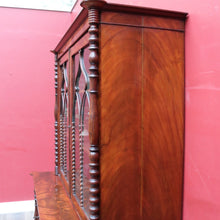 Load image into Gallery viewer, Antique English Flame Mahogany Two Part Bookcase Cabinet circa 1880. B13126
