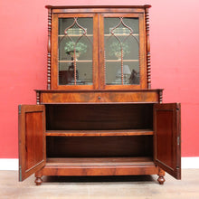 Load image into Gallery viewer, Antique English Flame Mahogany Two Part Bookcase Cabinet circa 1880. B13126
