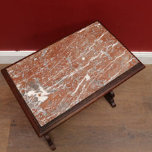 Load image into Gallery viewer, Antique French Trestle Style Side Table with Carved Pedestal Decorative Stretcher and Marble Insert Top. B12847
